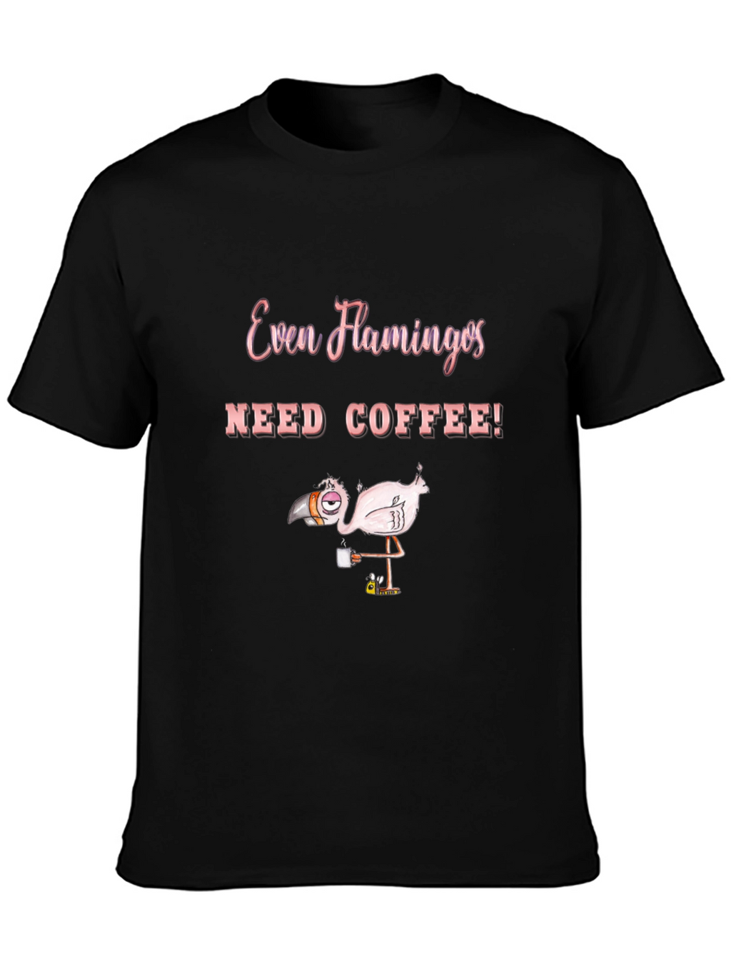 Funny Flamingo Coffee Lover Graphic T-Shirt