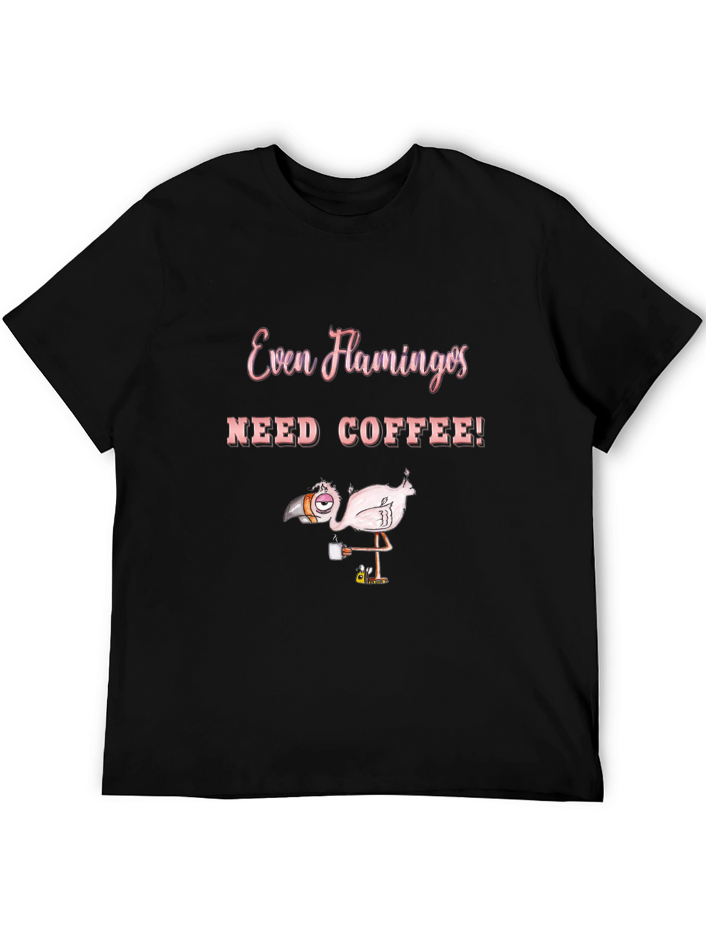 Funny Flamingo Coffee Lover Graphic T-Shirt