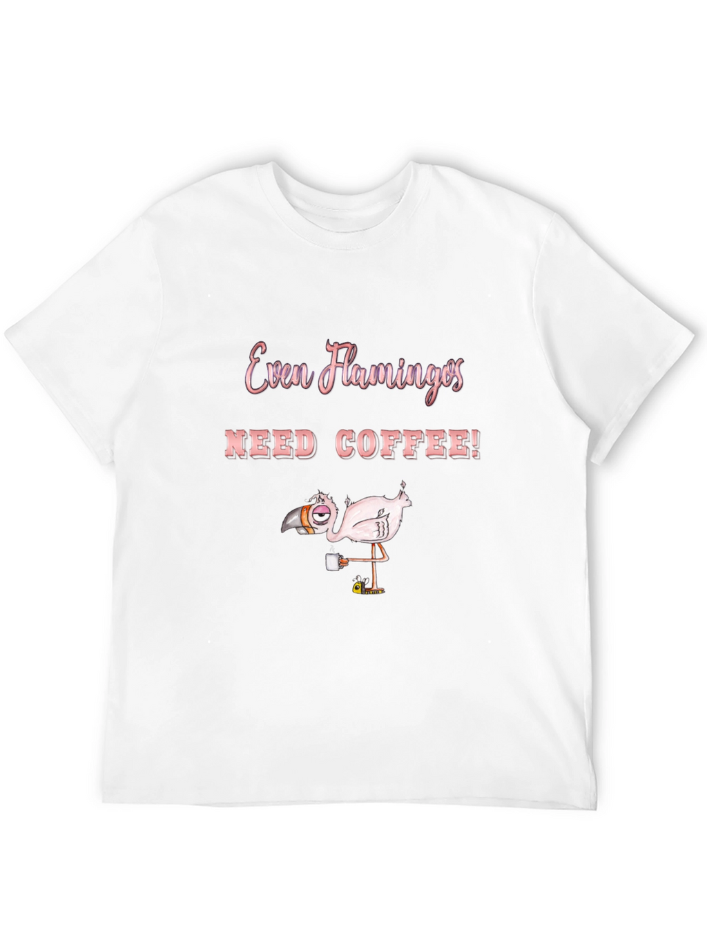 Funny Flamingo Coffee Lover Graphic T-Shirt