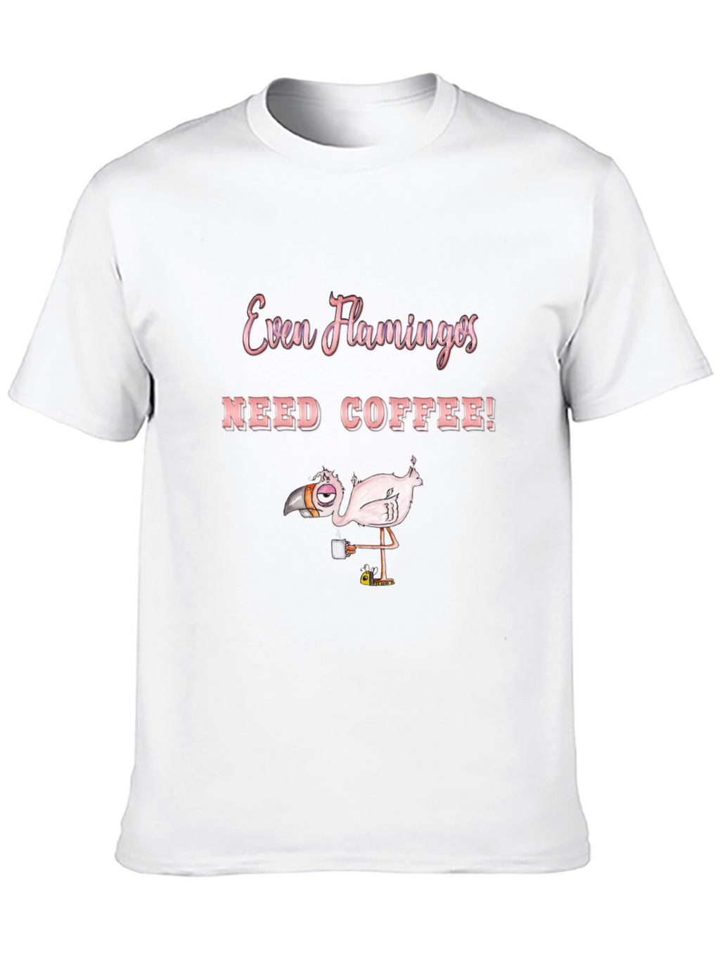 Funny Flamingo Coffee Lover Graphic T-Shirt