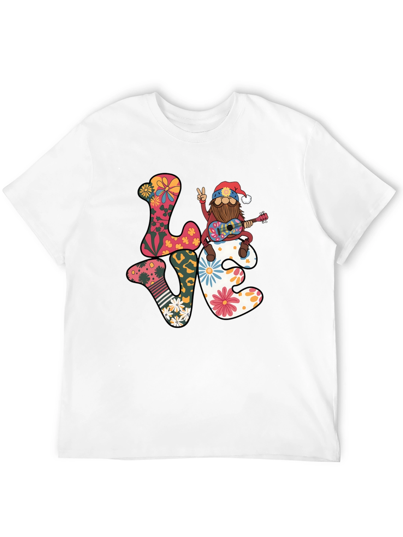Gnome Love Peace Guitar T-Shirt