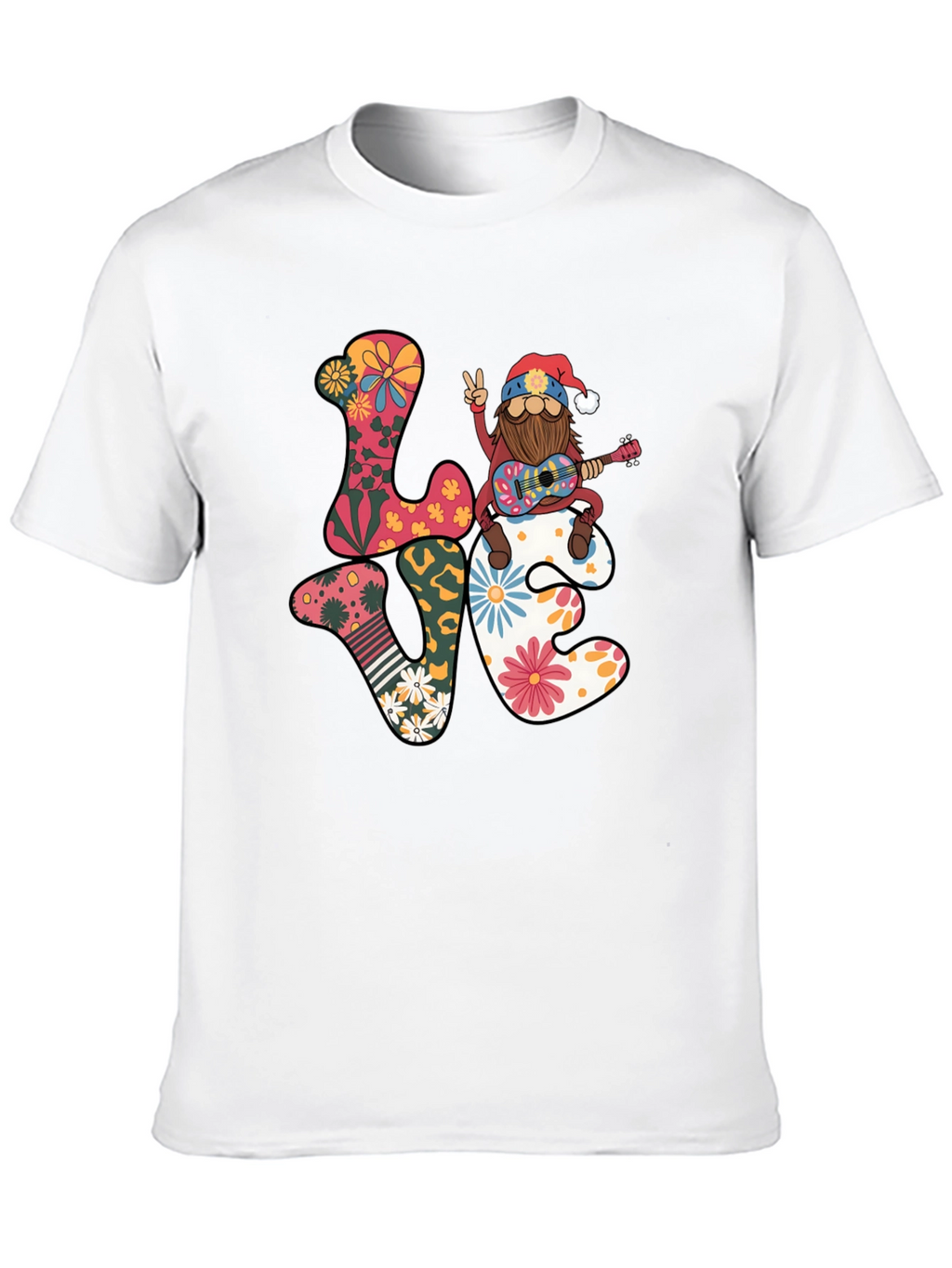 Gnome Love Peace Guitar T-Shirt