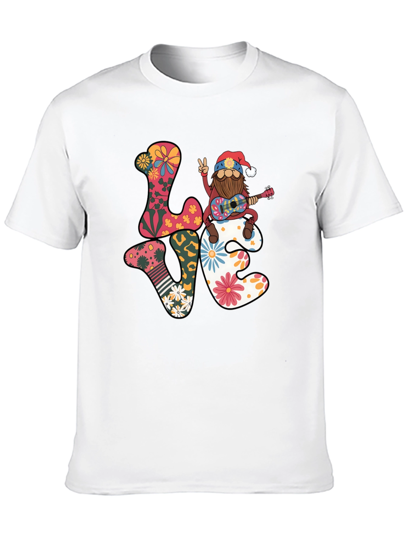 Gnome Love Peace Guitar T-Shirt