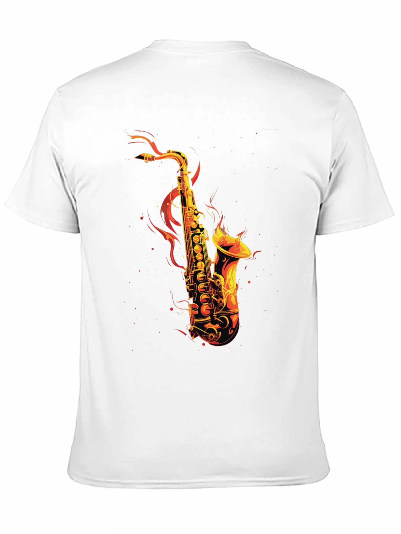 Flaming Saxophone Graphic Tee - Black Cotton T-Shirt