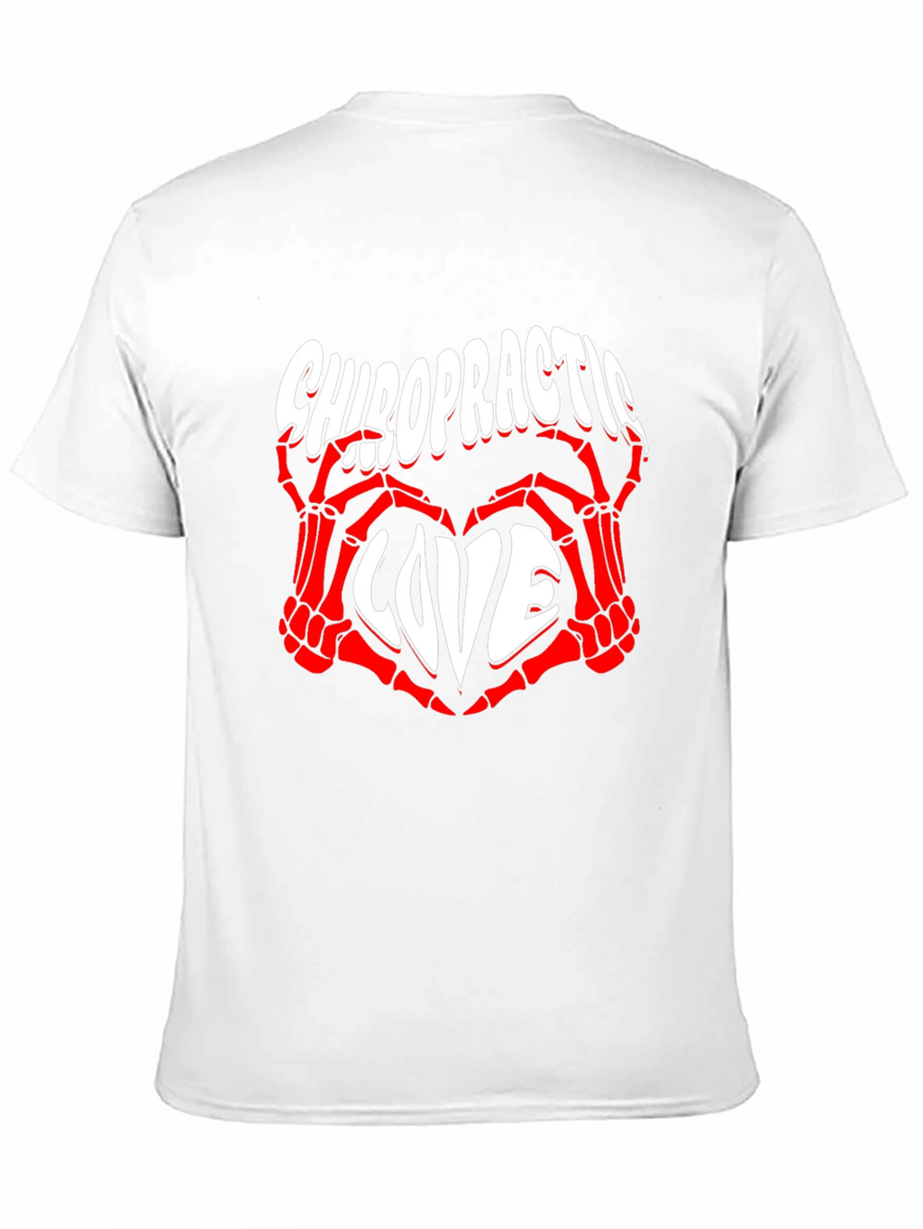 Chiropractic Love T-Shirt - Red Skeleton Hands Heart