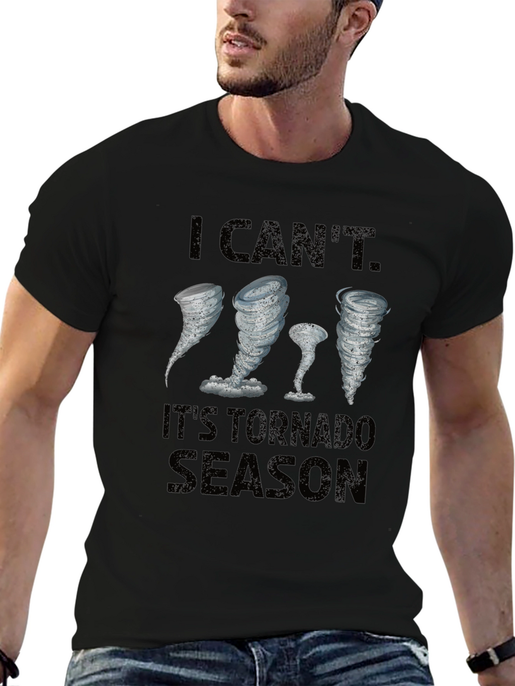Tornado Season Graphic T-Shirt - Black Cotton Tee