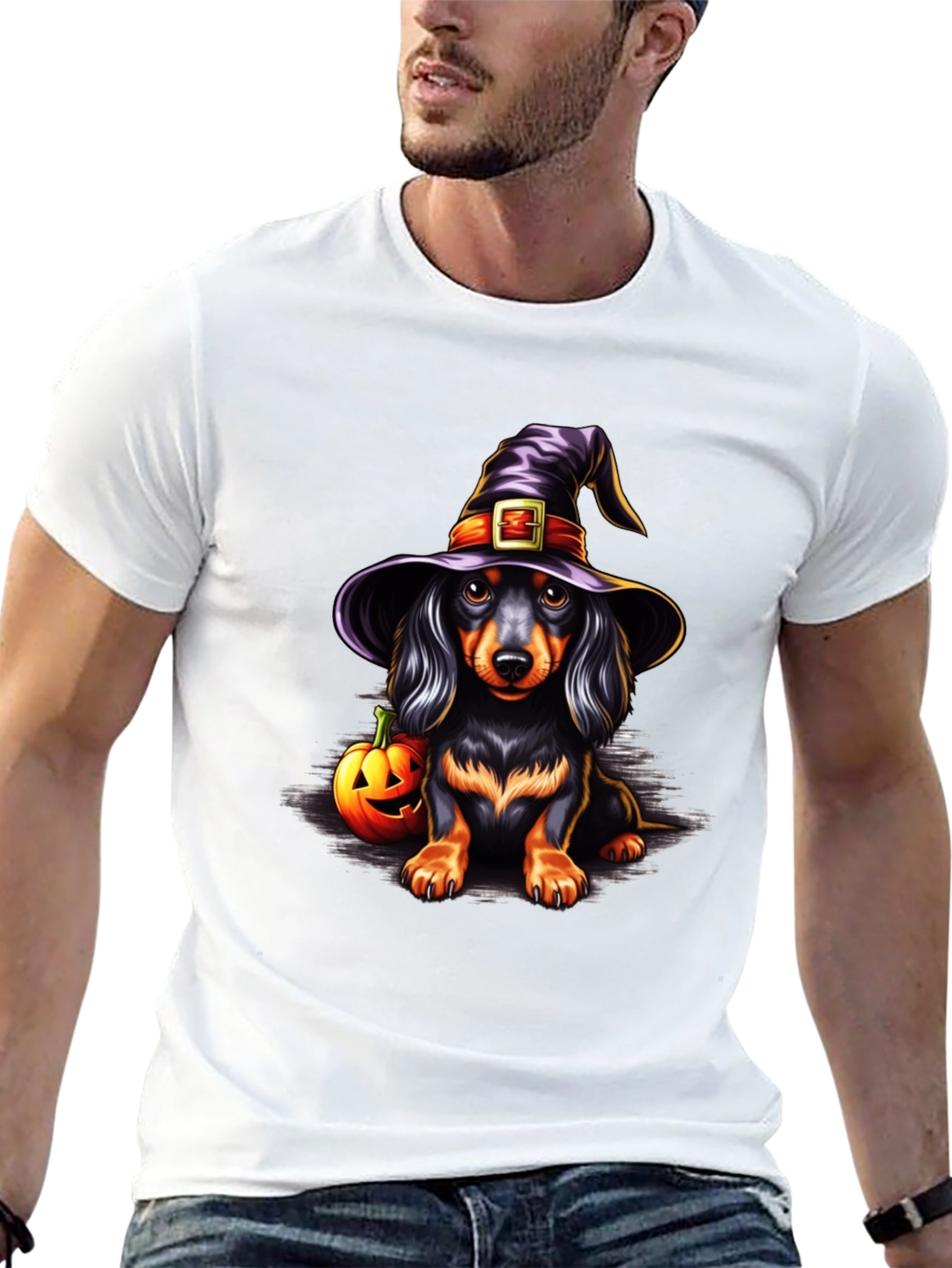 Halloween Dachshund Witch T-Shirt