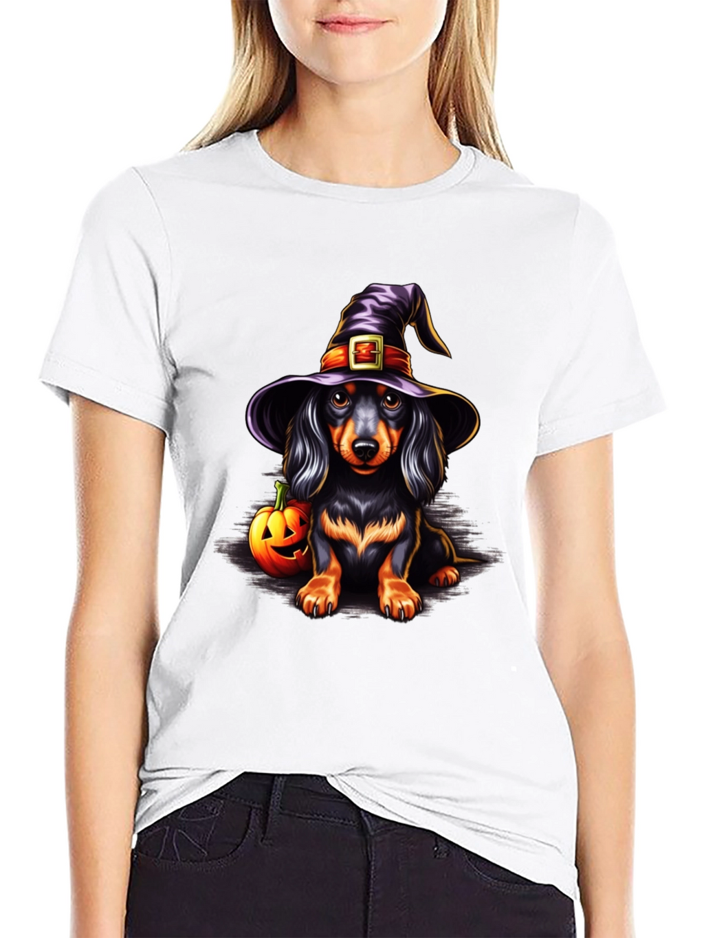Halloween Dachshund Witch T-Shirt