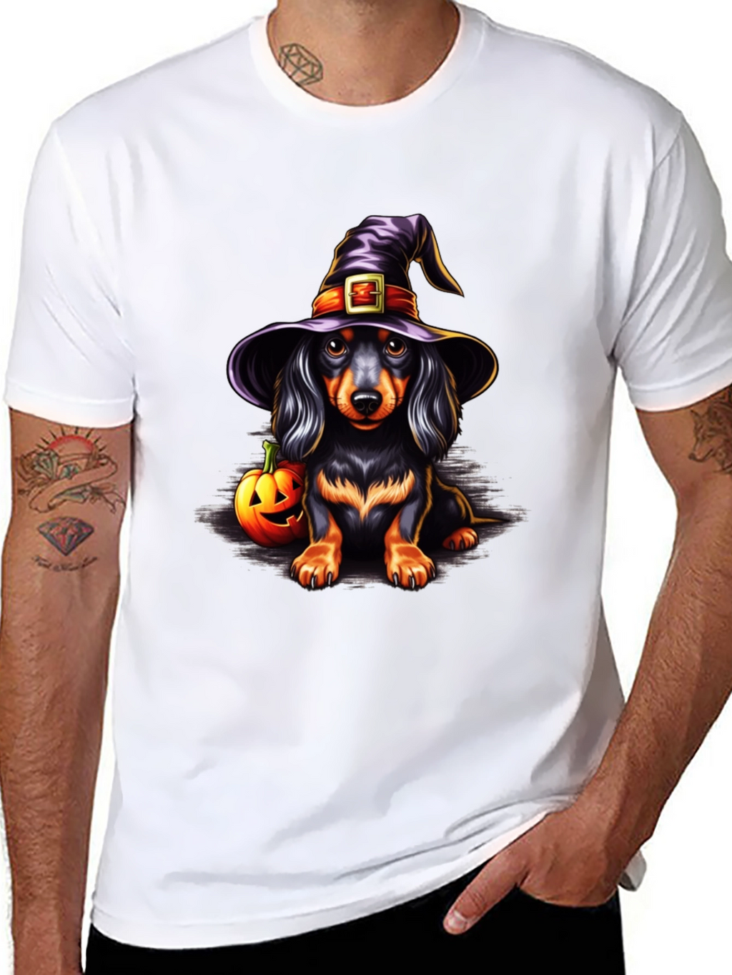 Halloween Dachshund Witch T-Shirt