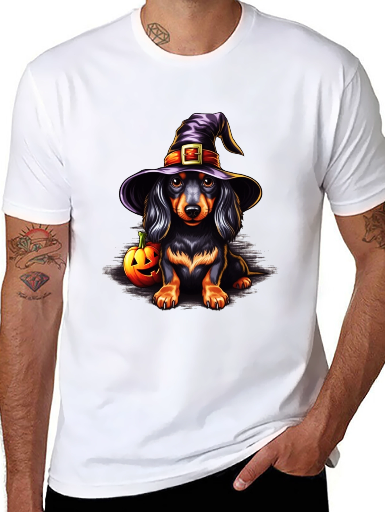 Halloween Dachshund Witch T-Shirt