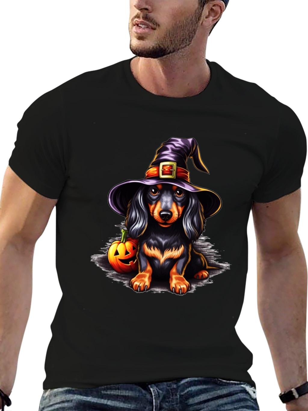 Halloween Dachshund Witch T-Shirt