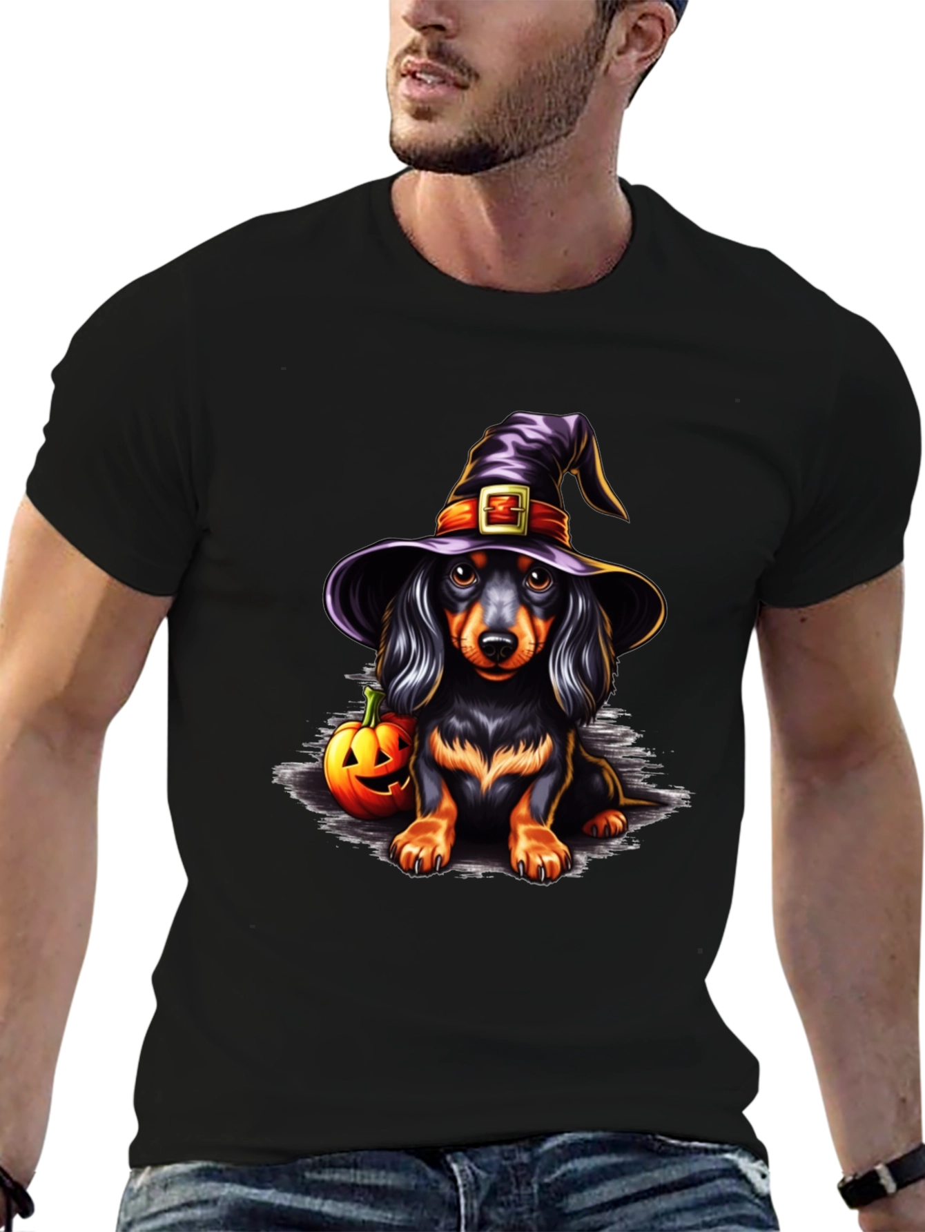 Halloween Dachshund Witch T-Shirt