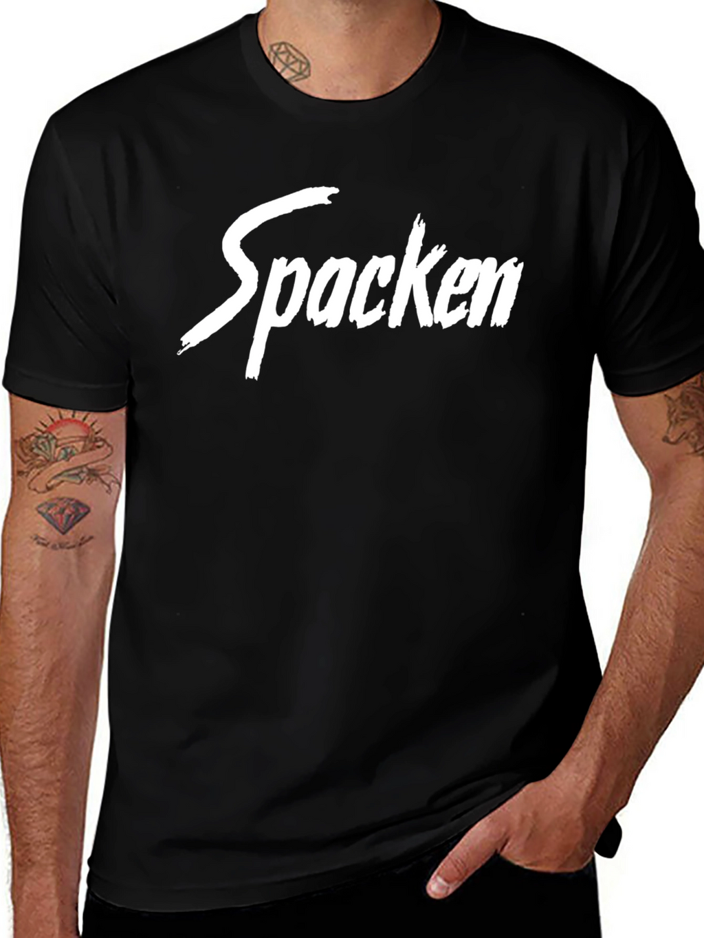 Mens Black T-Shirt - Spacken Graphic Tee
