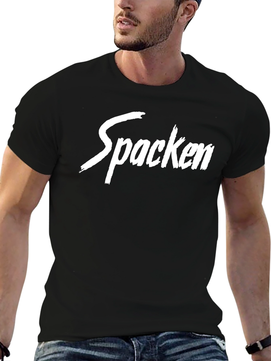 Mens Black T-Shirt - Spacken Graphic Tee