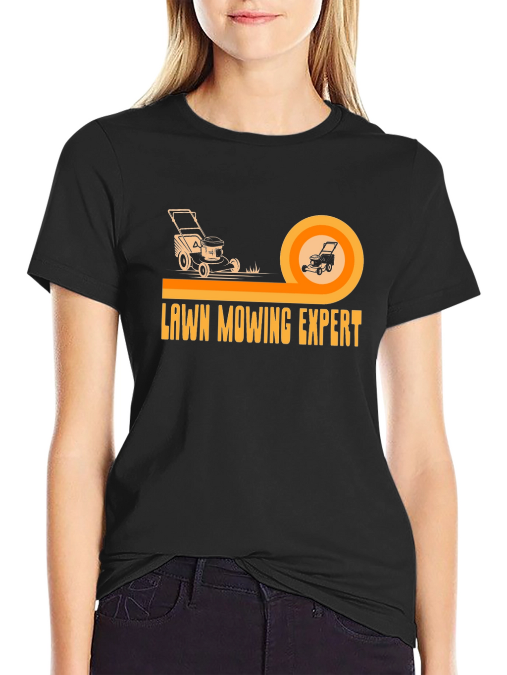 Lawn Mowing Expert Graphic Tee - Black Cotton T-Shirt