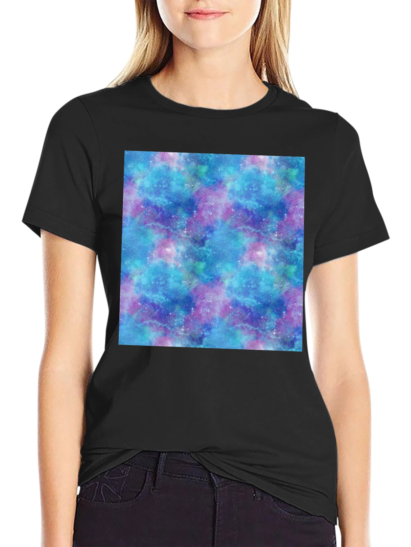 Galaxy Print Black T-Shirt