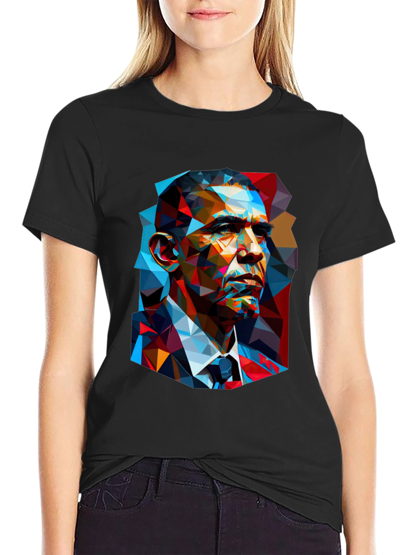 Obama Geometric Portrait Graphic T-Shirt