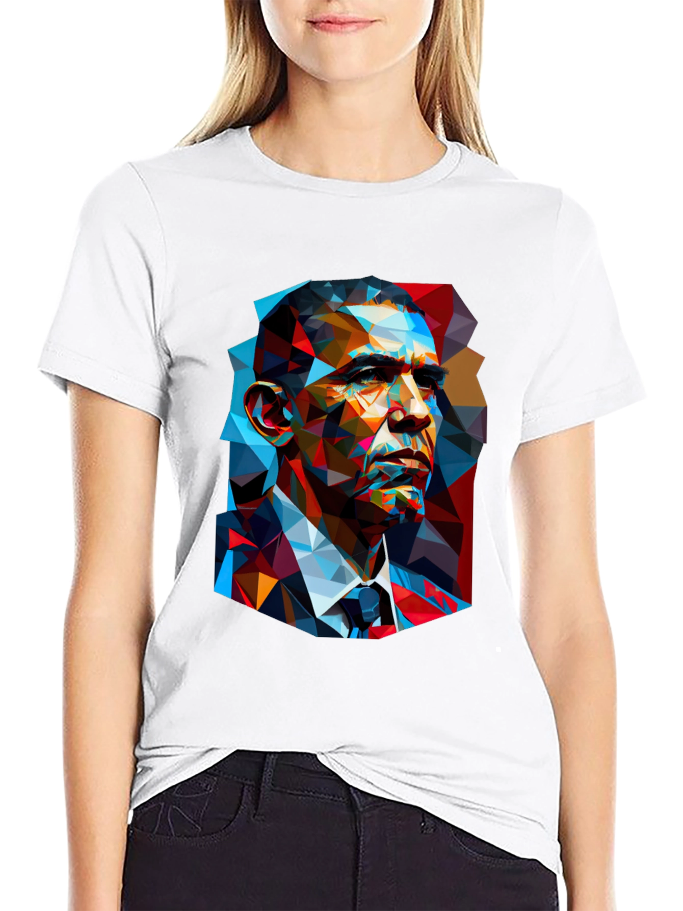 Obama Geometric Portrait Graphic T-Shirt