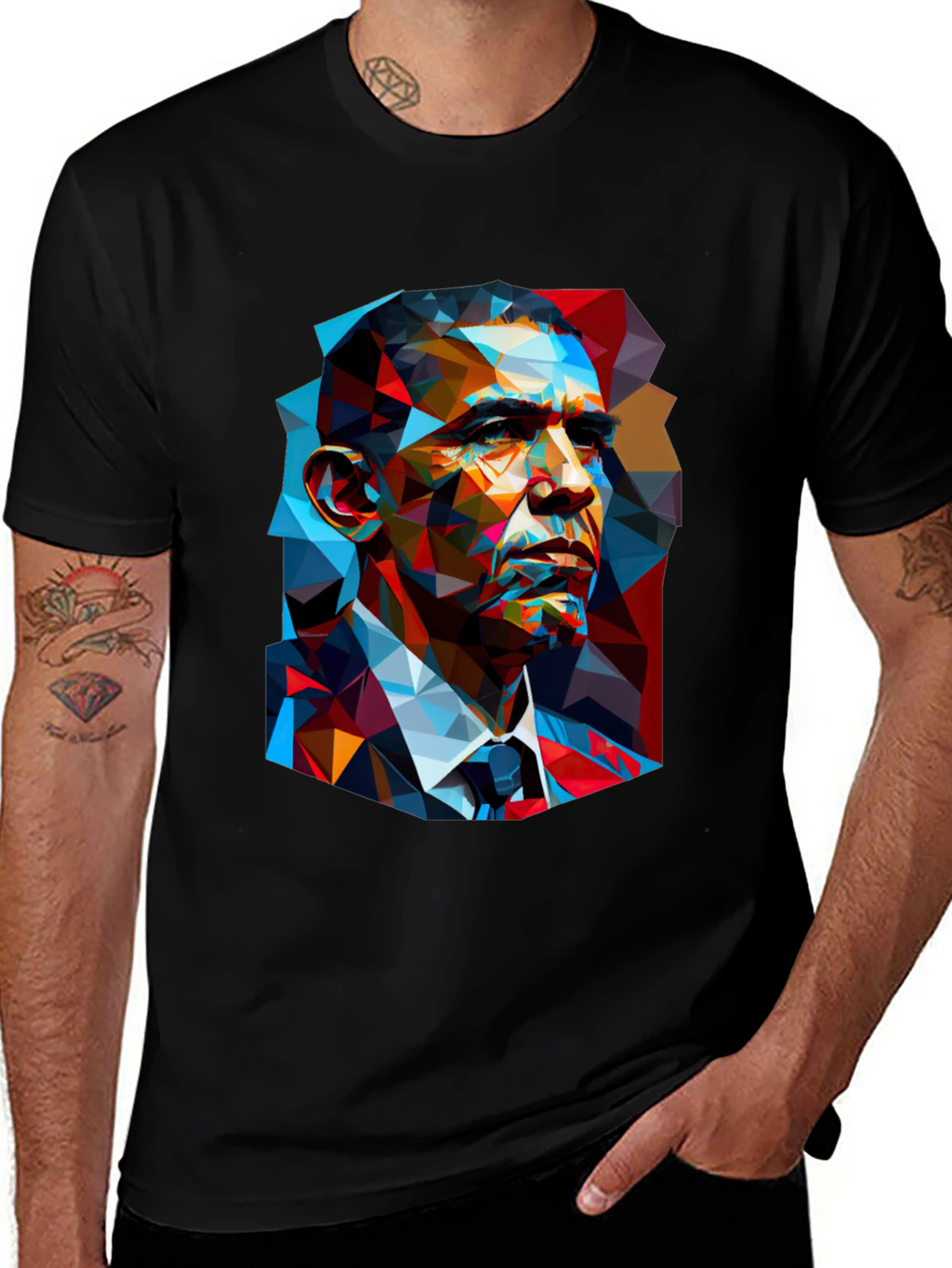 Obama Geometric Portrait Graphic T-Shirt