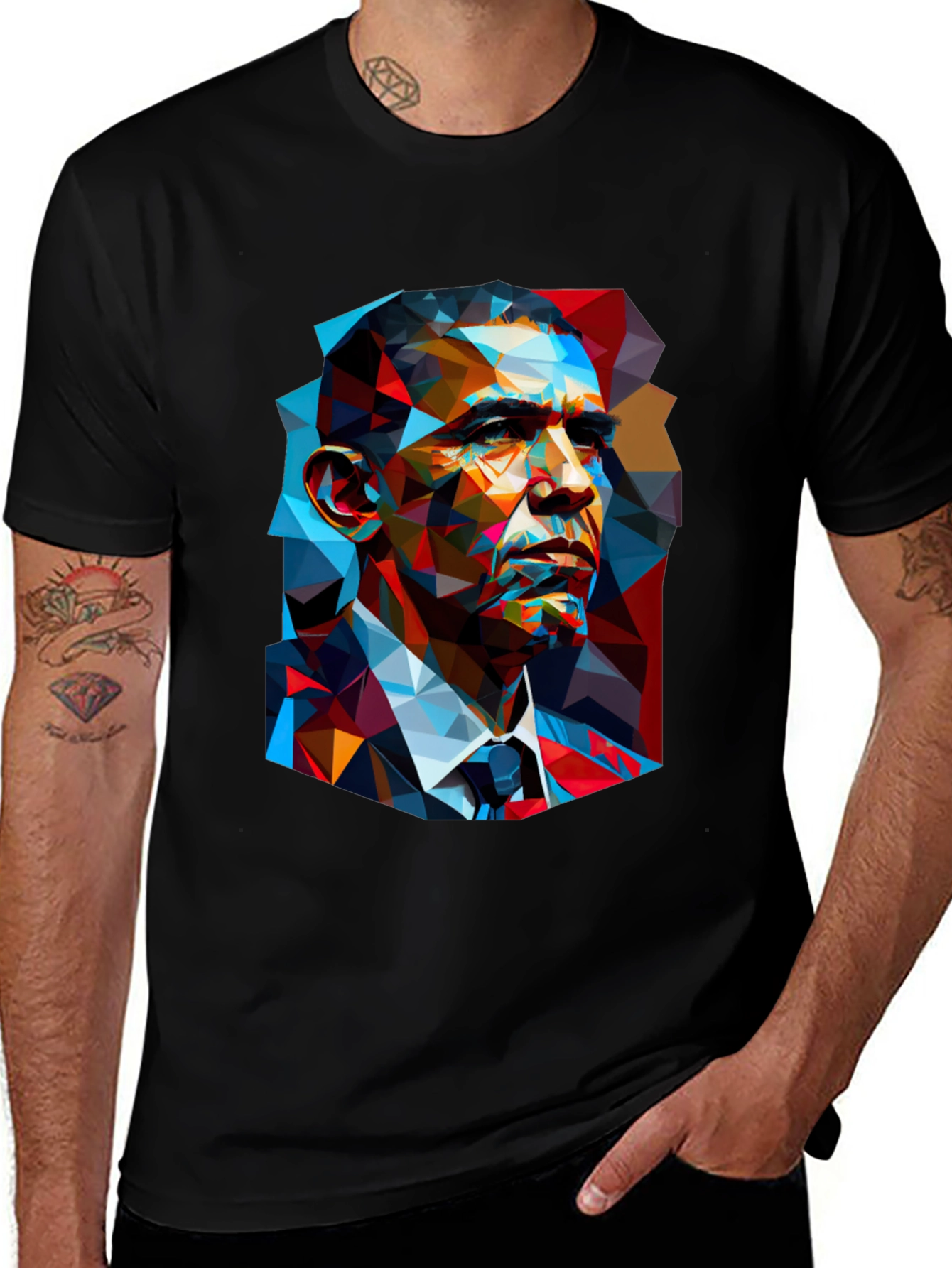Obama Geometric Portrait Graphic T-Shirt