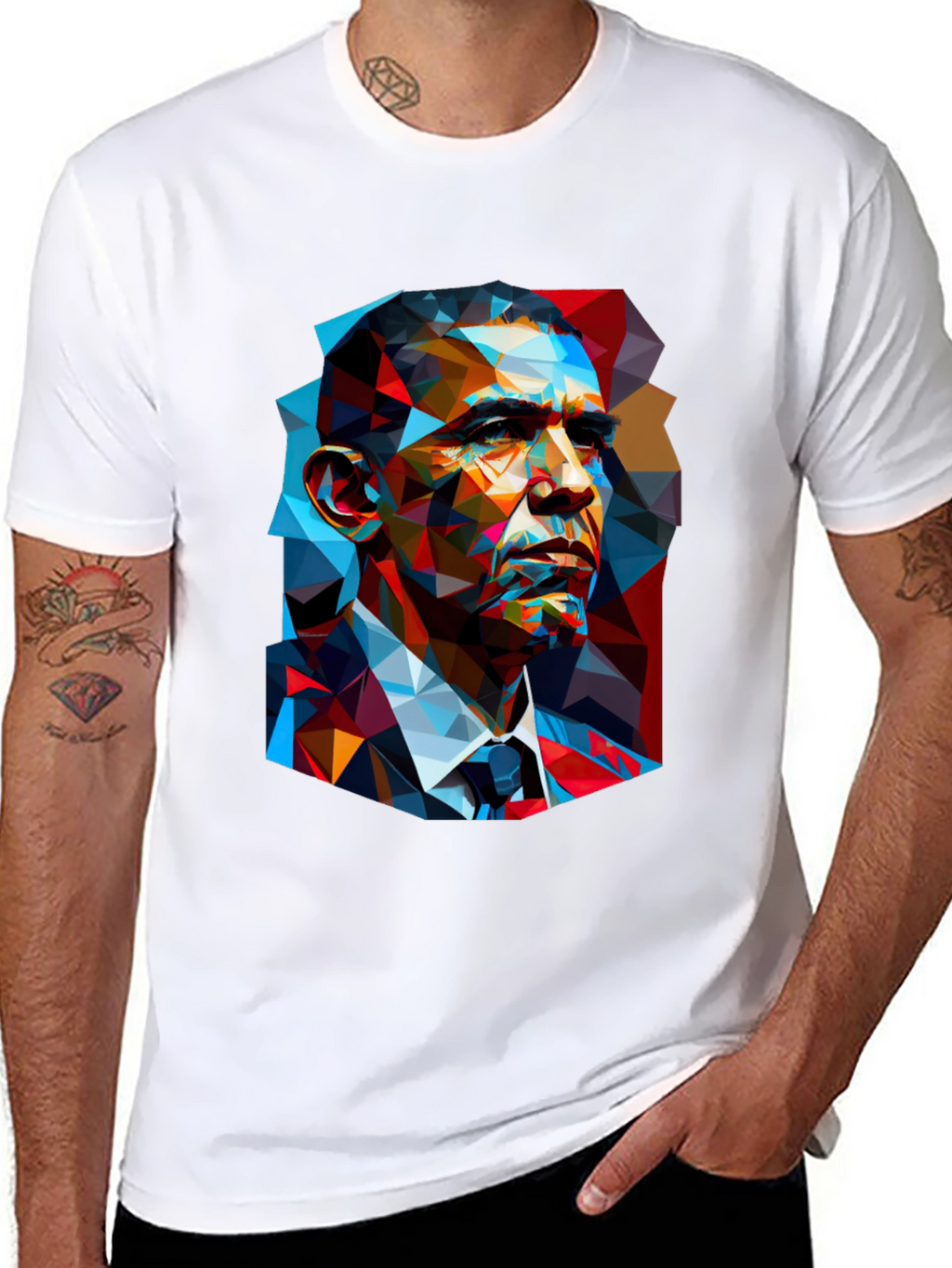 Obama Geometric Portrait Graphic T-Shirt