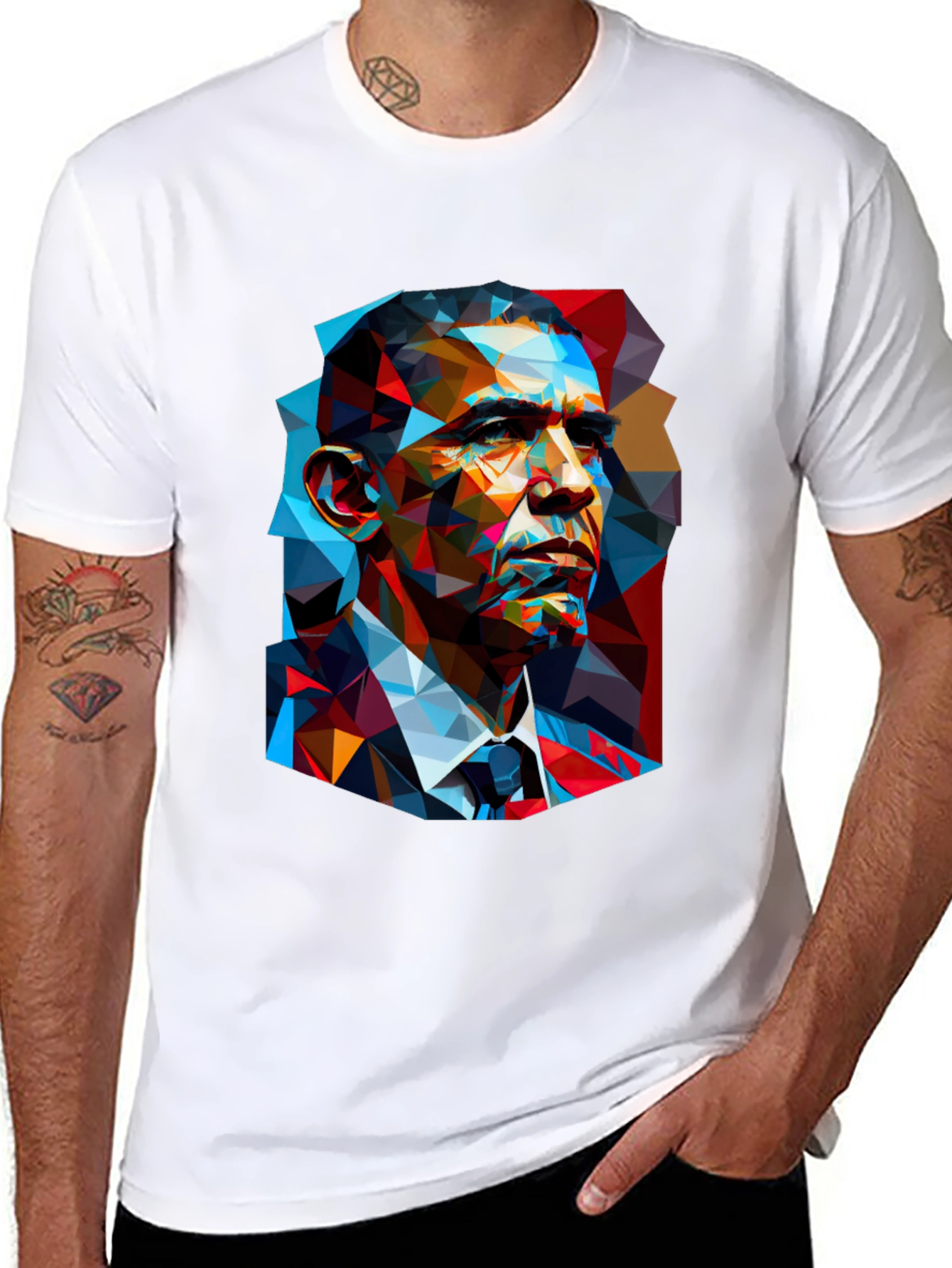 Obama Geometric Portrait Graphic T-Shirt