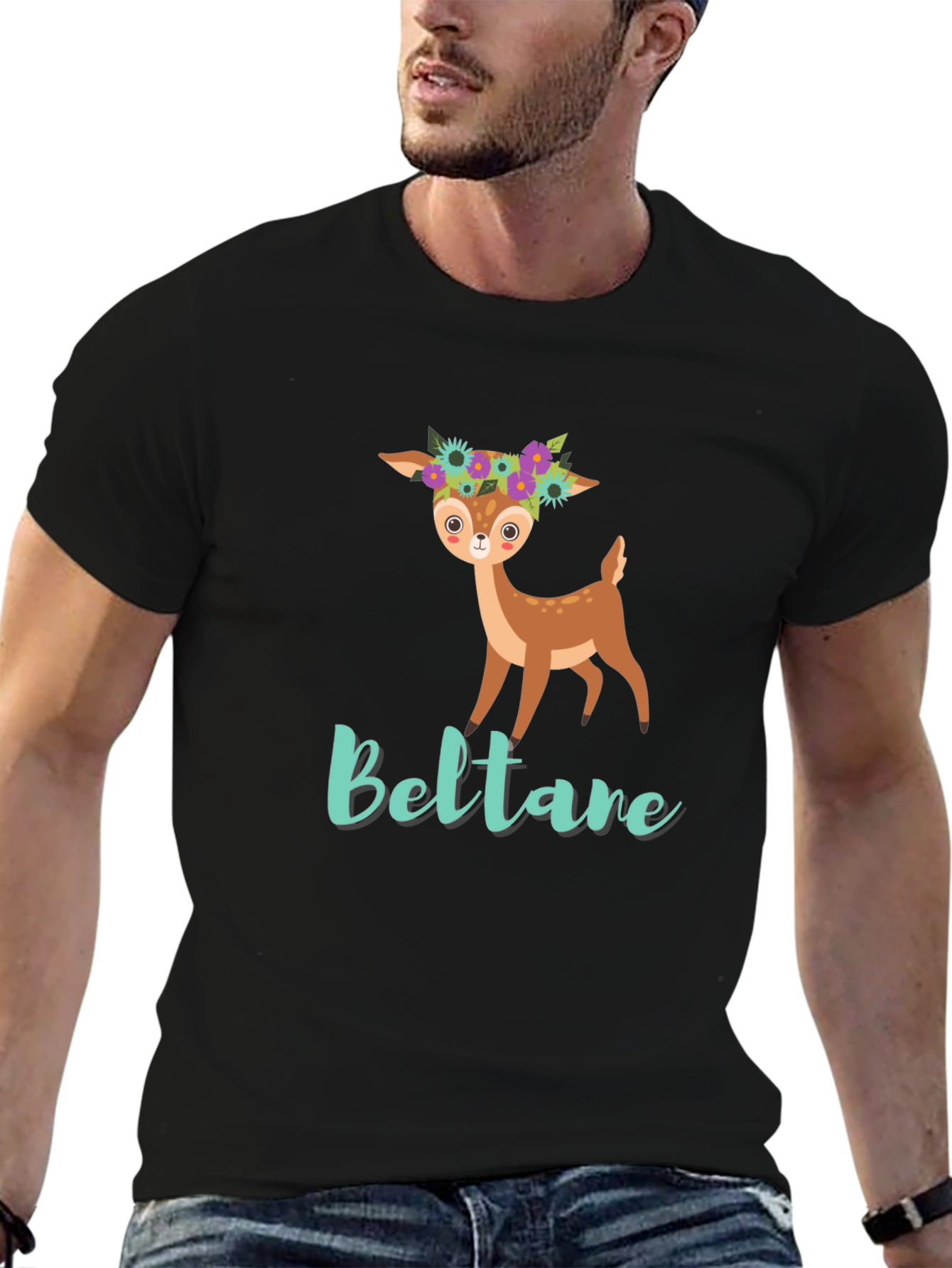 Cute Deer Floral T-Shirt - Beltane Design