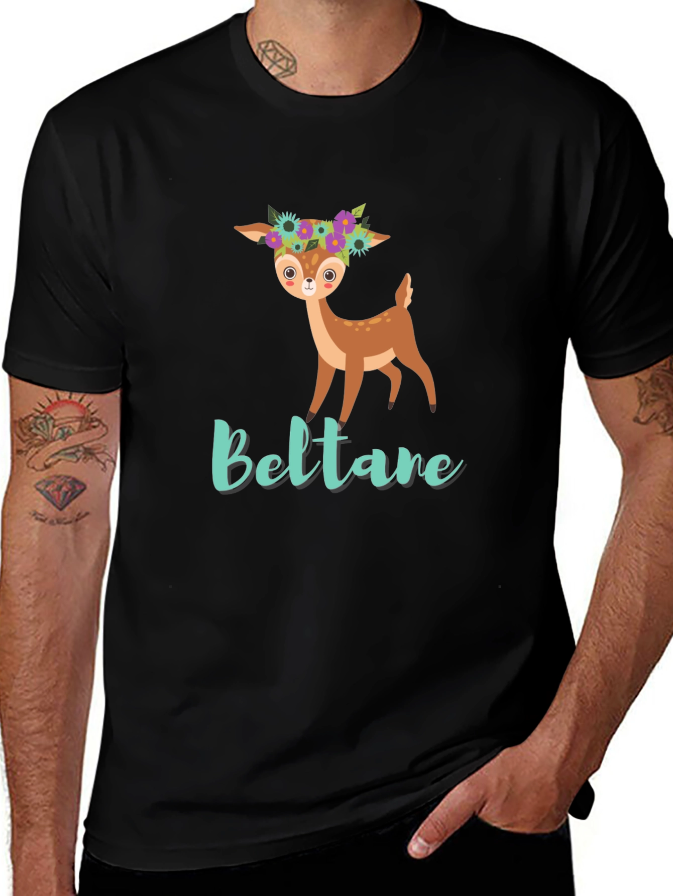Cute Deer Floral T-Shirt - Beltane Design