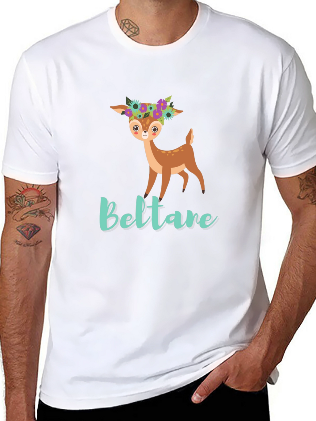 Cute Deer Floral T-Shirt - Beltane Design