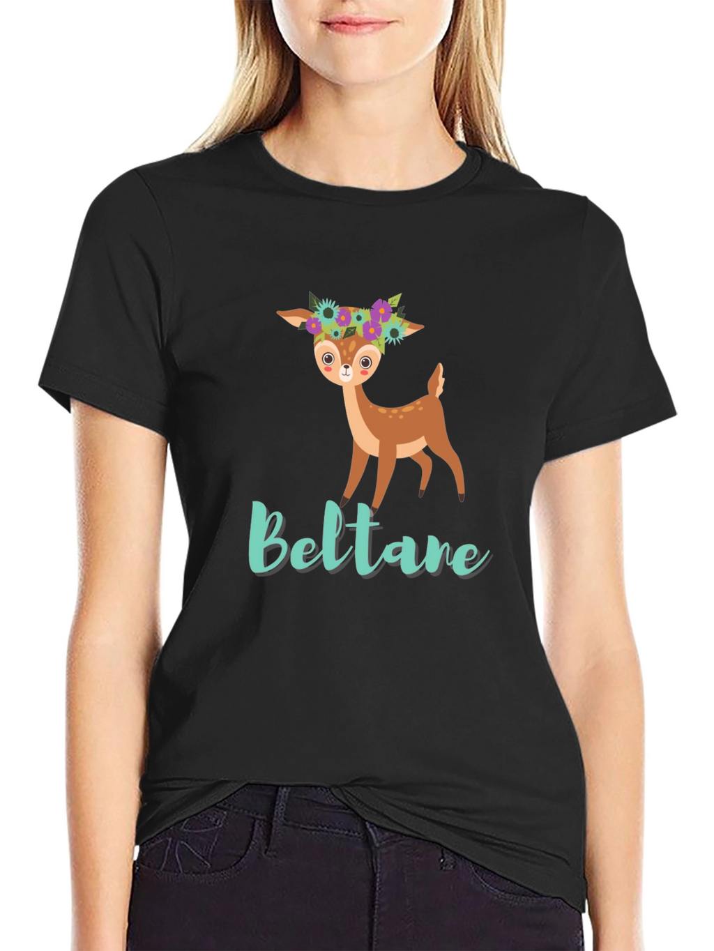 Cute Deer Floral T-Shirt - Beltane Design