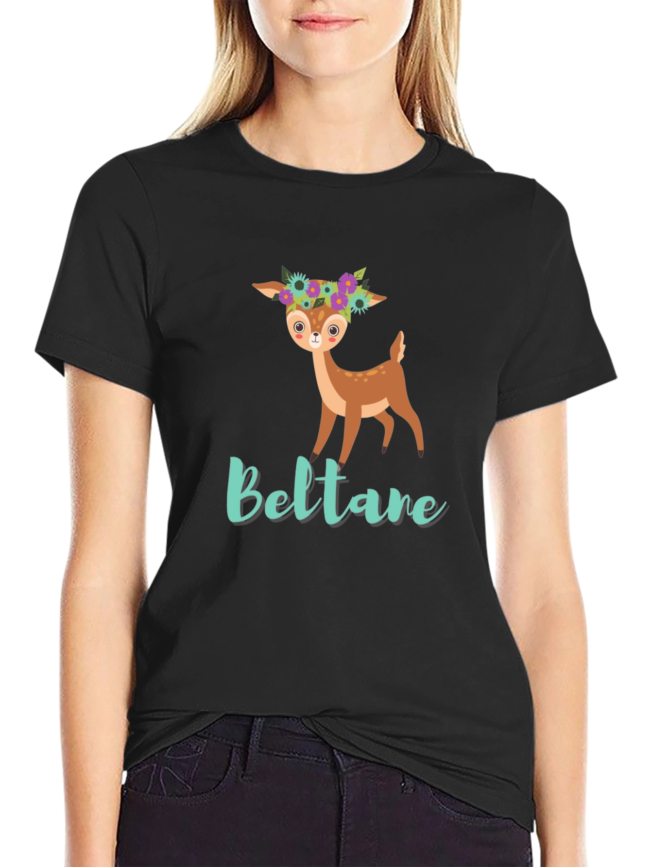Cute Deer Floral T-Shirt - Beltane Design