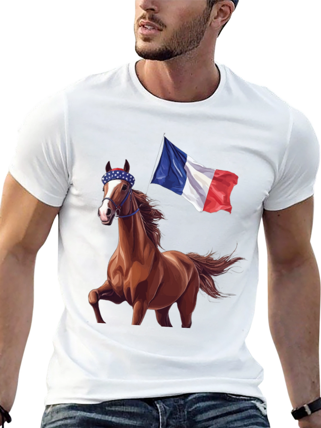 Horse With French Flag T-Shirt