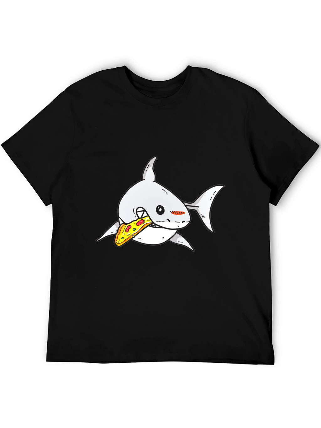 Shark Pizza Graphic Tee - Black Cotton T-Shirt