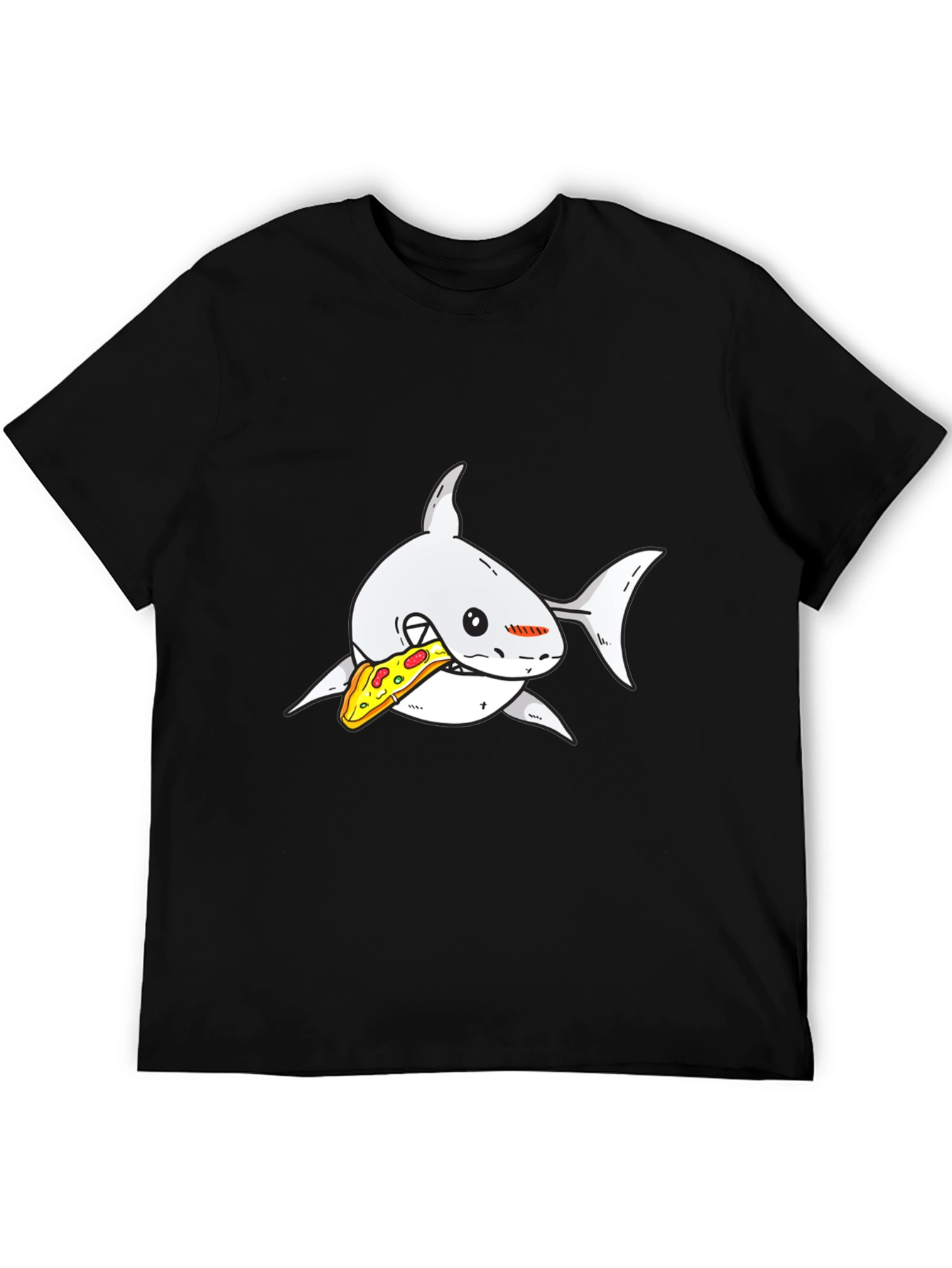 Shark Pizza Graphic Tee - Black Cotton T-Shirt