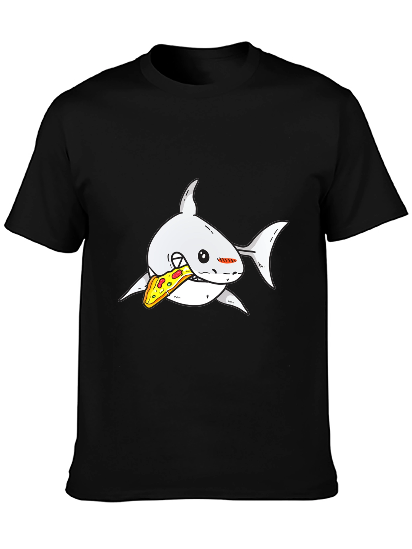 Shark Pizza Graphic Tee - Black Cotton T-Shirt