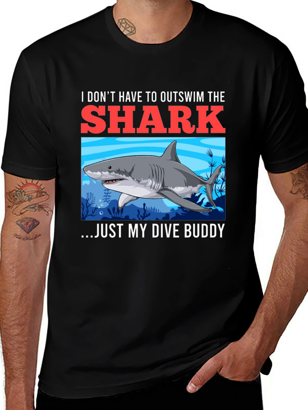 Shark Dive Buddy T-Shirt - Diver Humor Tee