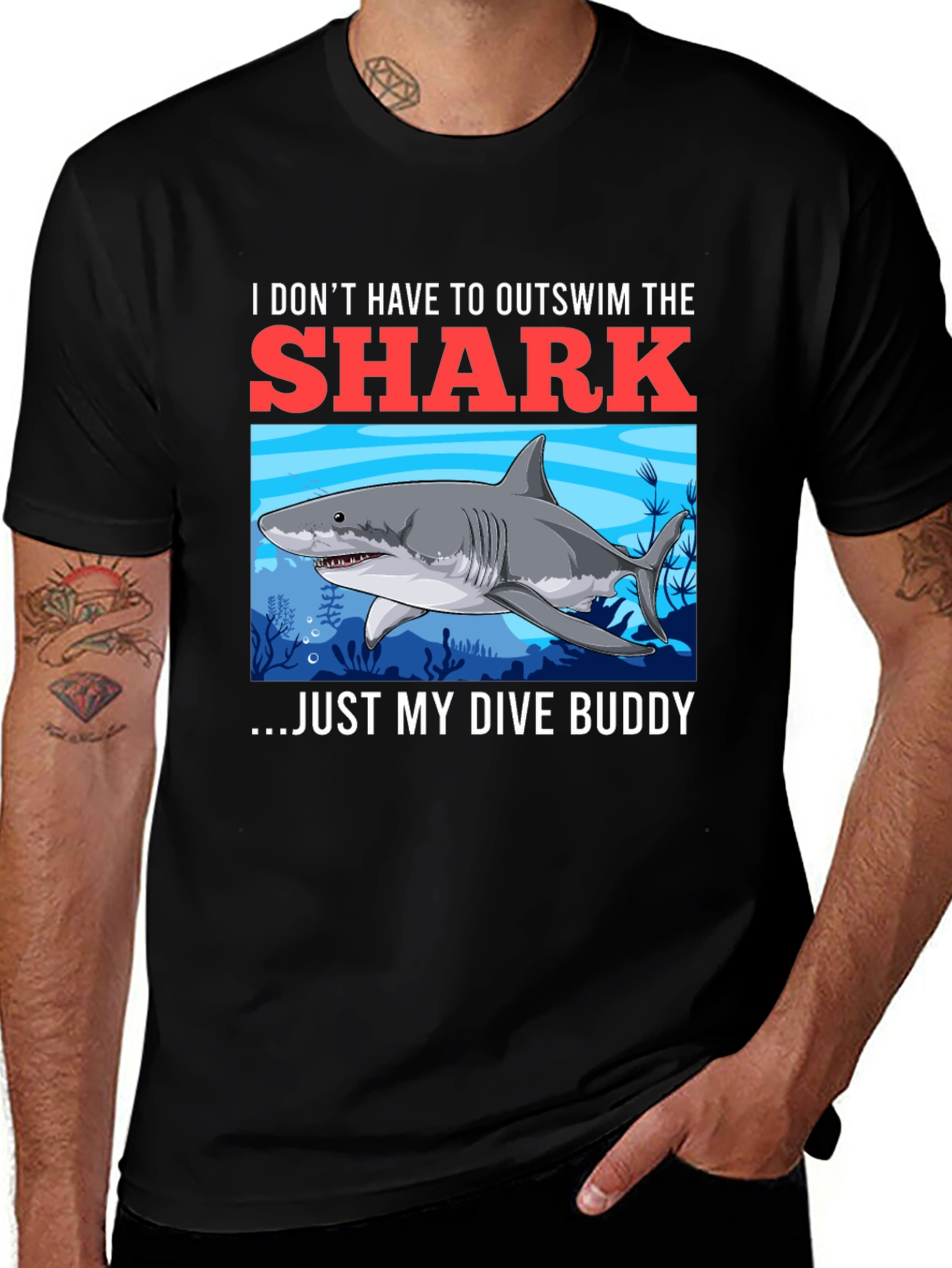 Shark Dive Buddy T-Shirt - Diver Humor Tee