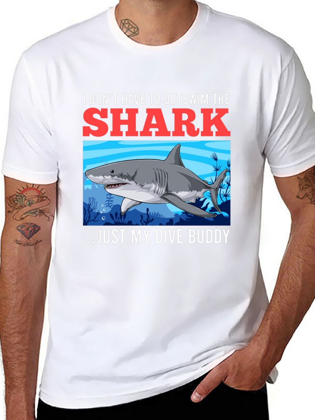Shark Dive Buddy T-Shirt - Diver Humor Tee