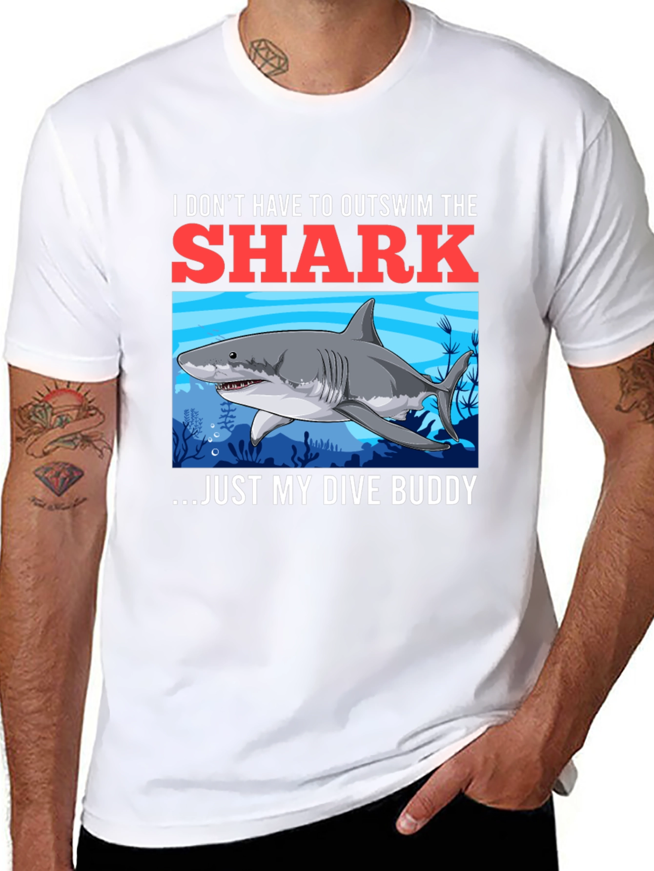 Shark Dive Buddy T-Shirt - Diver Humor Tee
