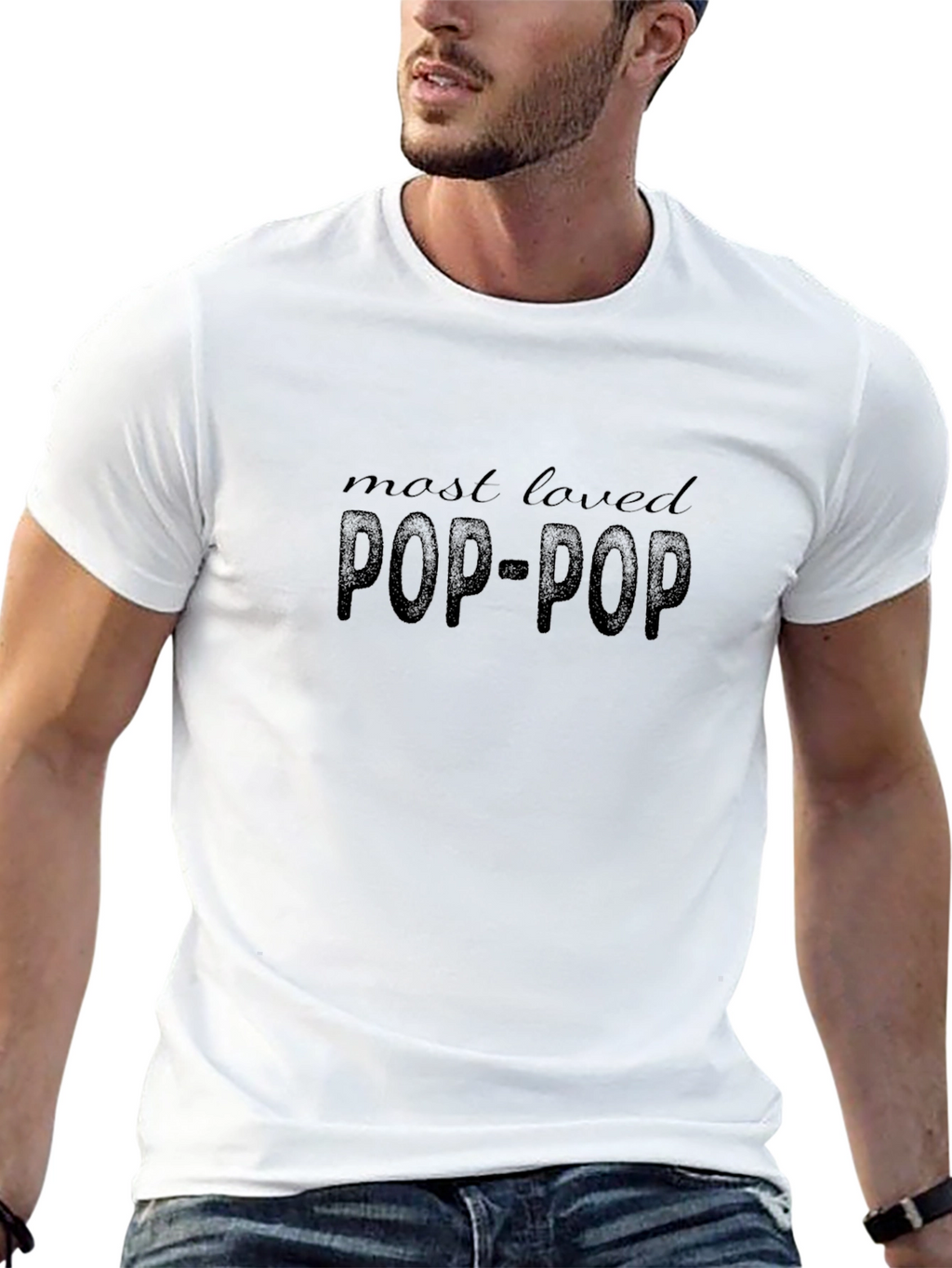 Most Loved Pop-Pop Black Graphic Tee