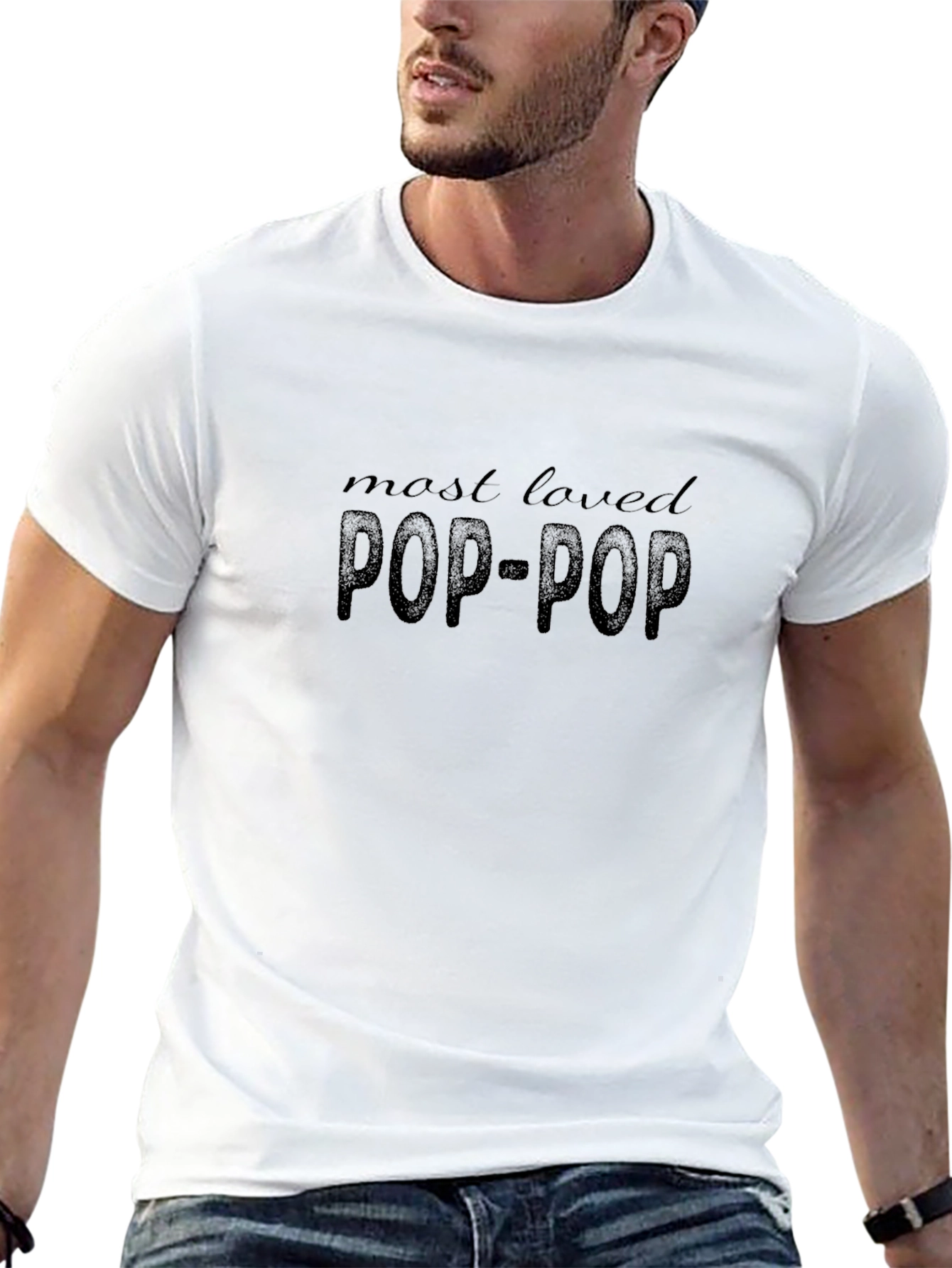 Most Loved Pop-Pop Black Graphic Tee