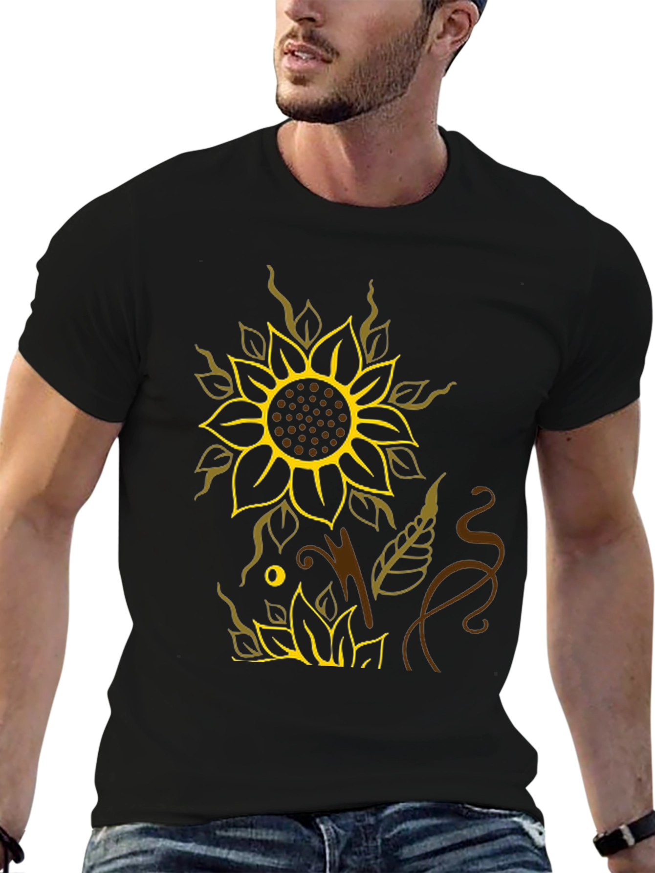 Sunflower Graphic Black T-Shirt - Stylish Casual Wear
