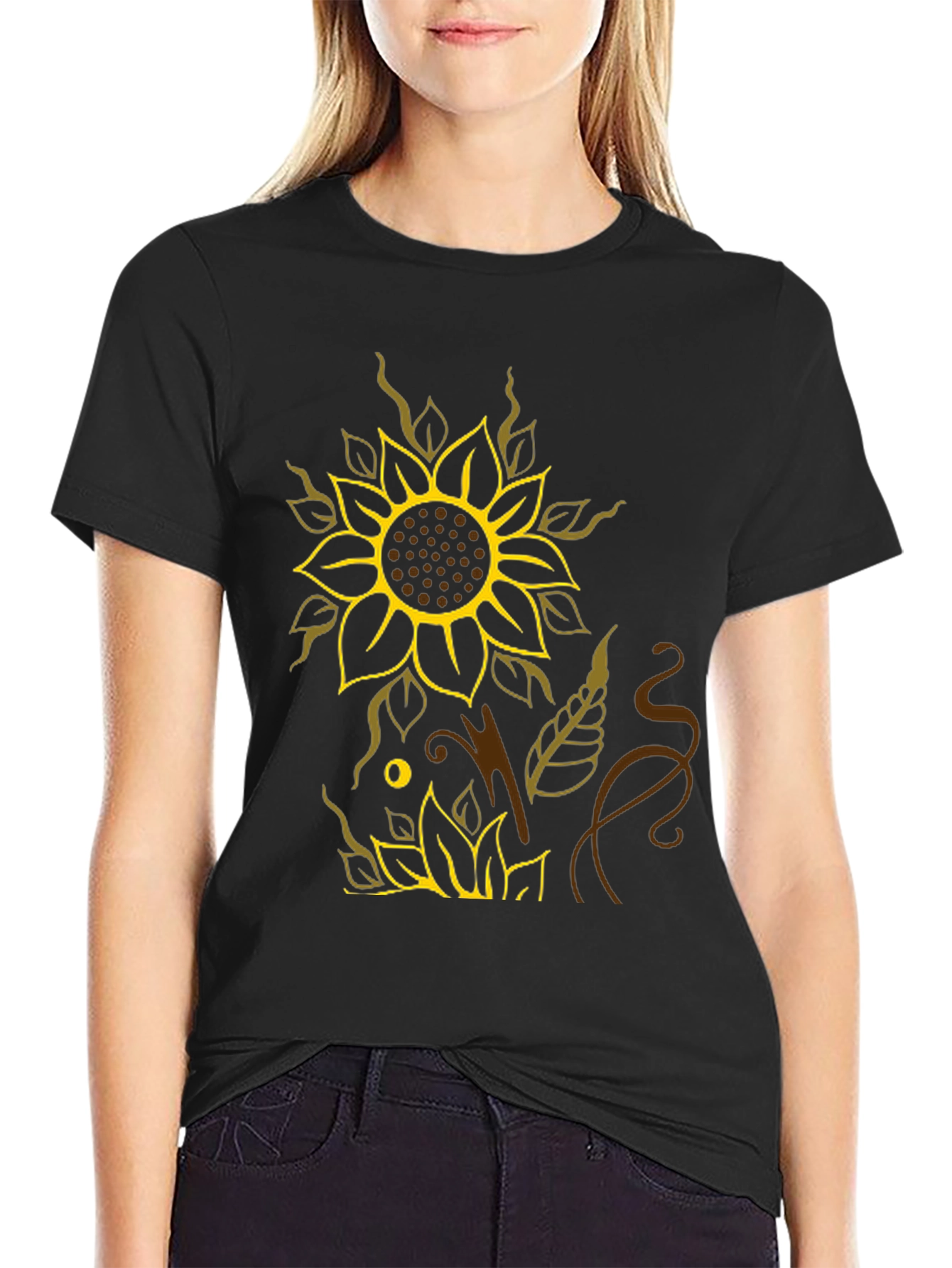 Sunflower Graphic Black T-Shirt - Stylish Casual Wear