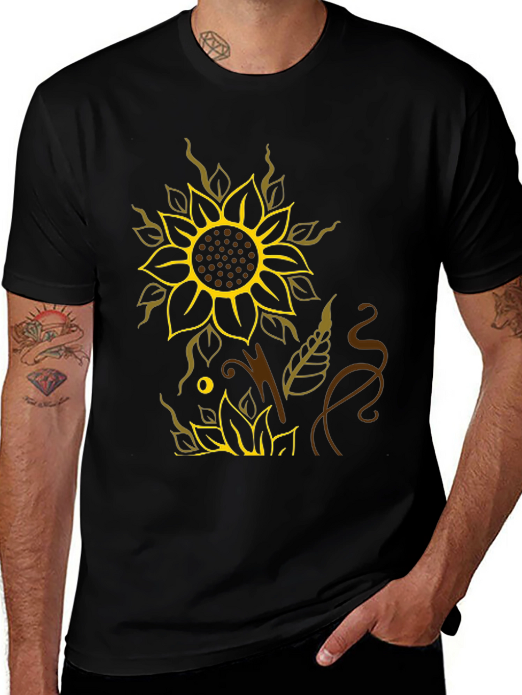 Sunflower Graphic Black T-Shirt - Stylish Casual Wear