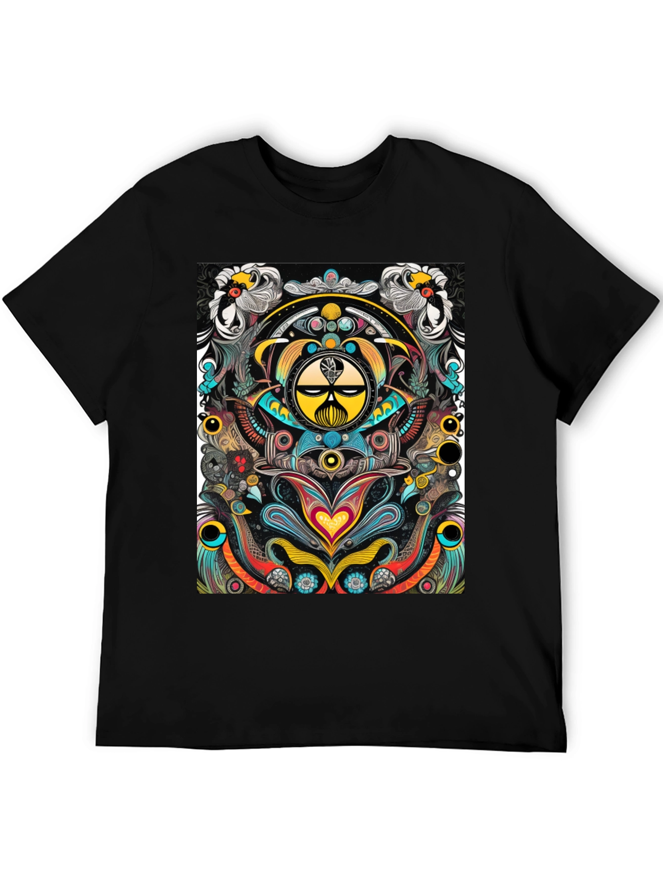 Psychedelic Graphic Tee - Black Cotton T-Shirt