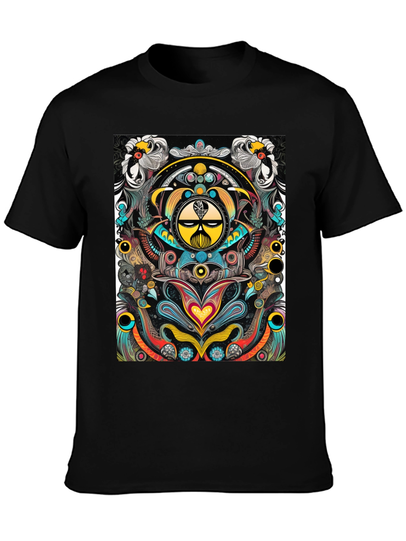 Psychedelic Graphic Tee - Black Cotton T-Shirt