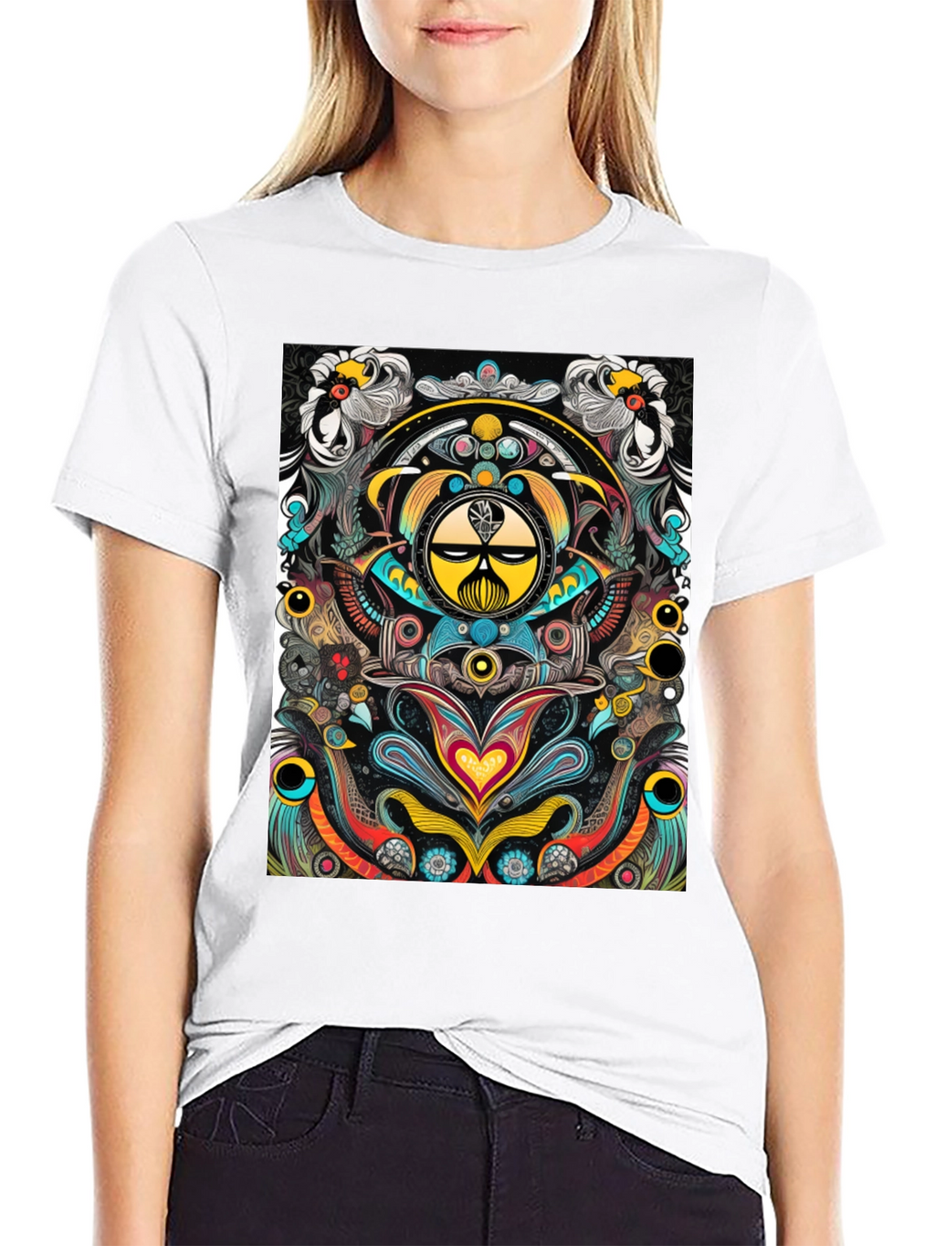 Psychedelic Graphic Tee - Black Cotton T-Shirt