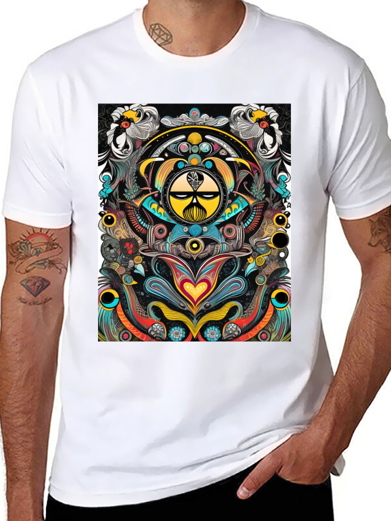 Psychedelic Graphic Tee - Black Cotton T-Shirt