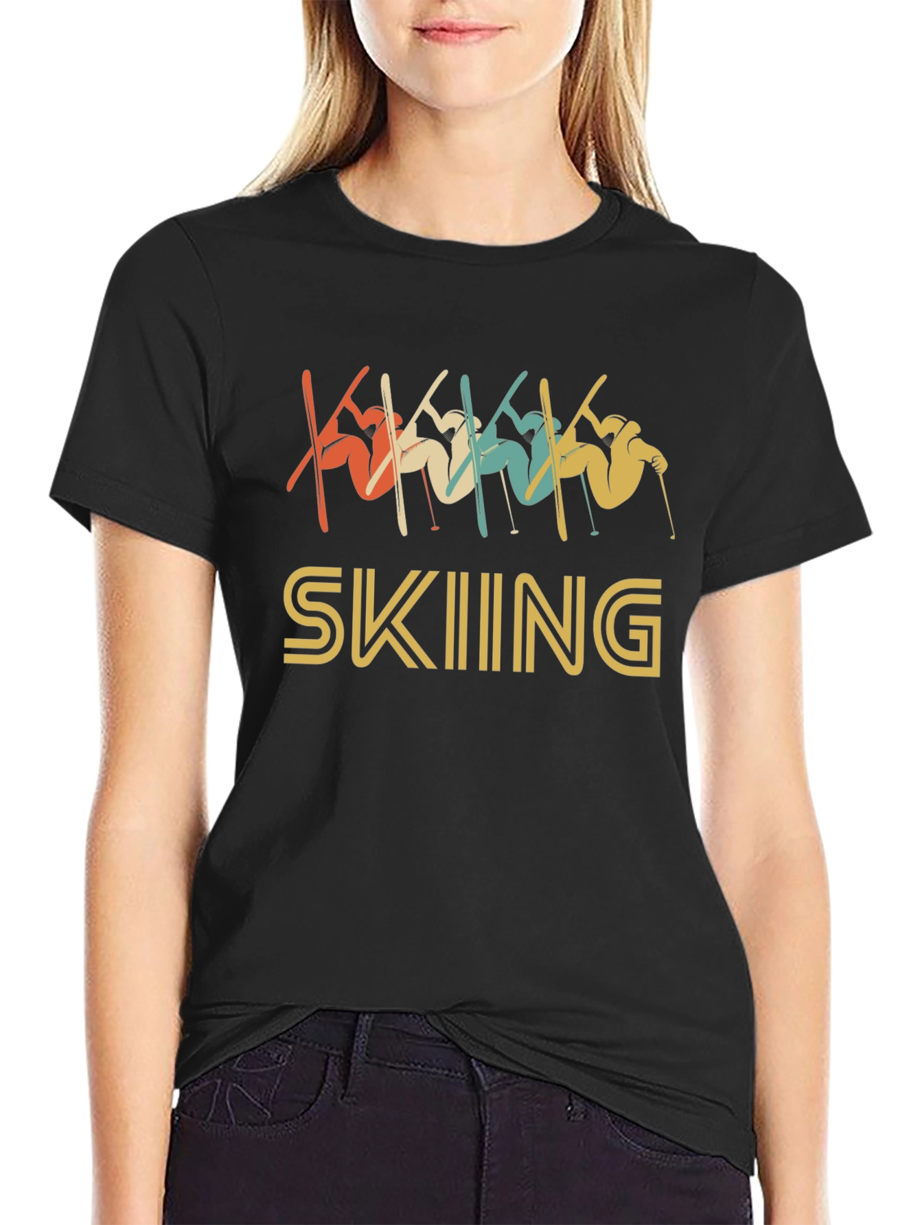 Retro Skiing Graphic T-Shirt