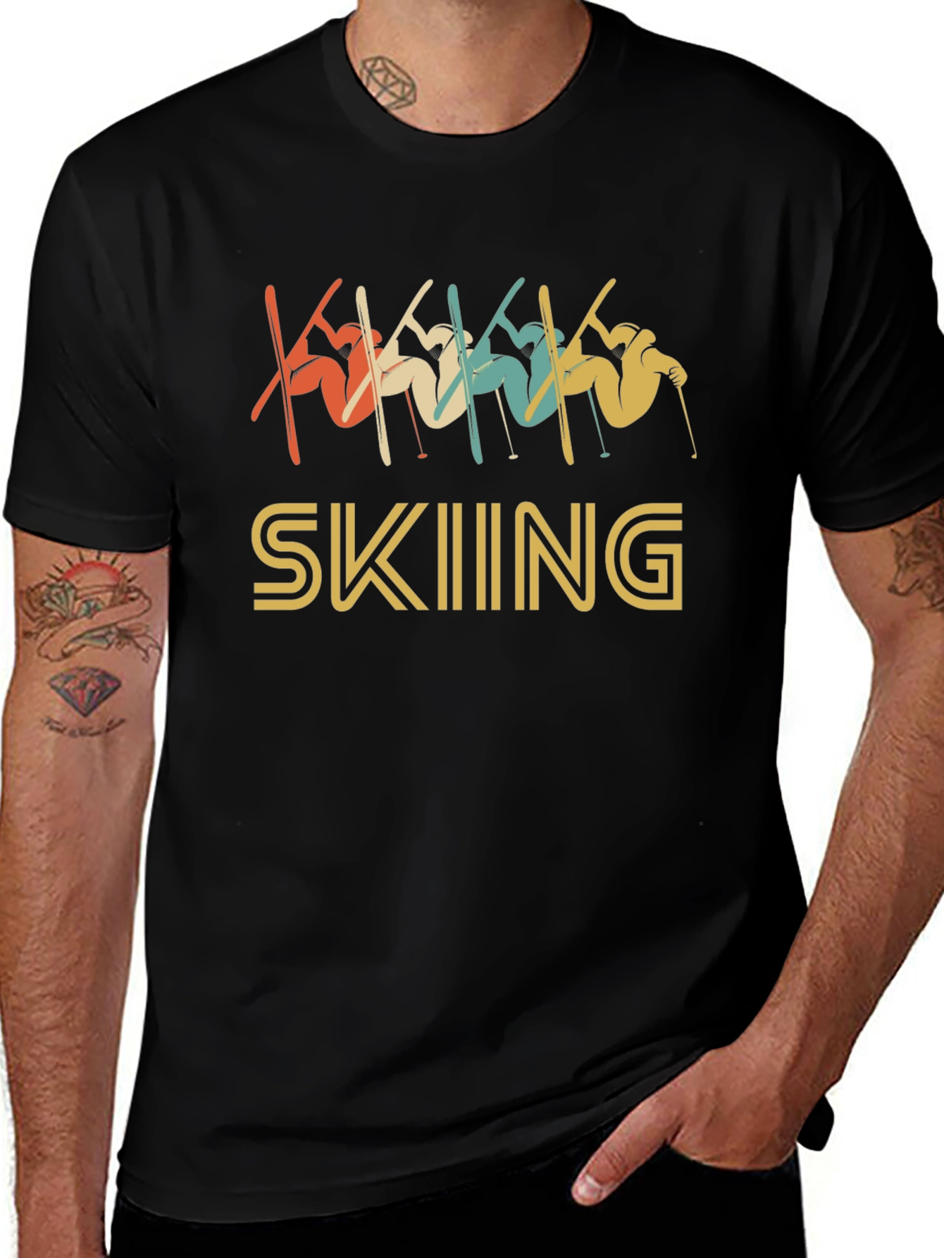 Retro Skiing Graphic T-Shirt